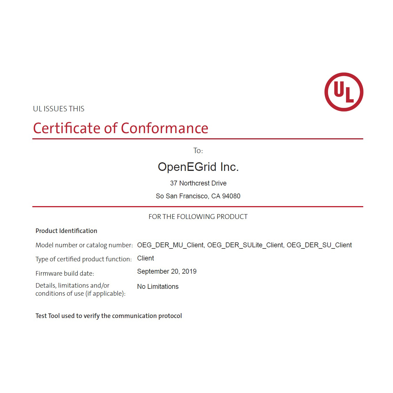 IEEE 2030.5 Certification testing with ONE Sunspec compliant Inverter Model/Family